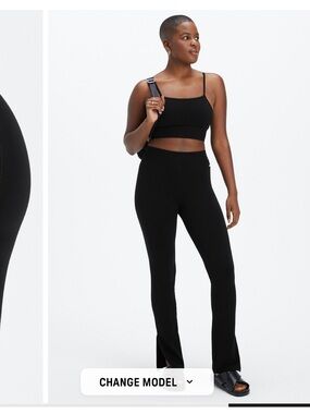 Fabletics Black Cloud Seamless High-Waisted Split Flare Leggings in Size Small